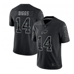 Men Buffalo Bills 14 Stefon Diggs Black Reflective Limited Stitched Football Jersey