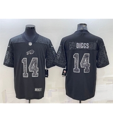 Men Buffalo Bills 14 Stefon Diggs Black Reflective Limited Stitched Football Jersey