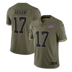 Men Buffalo Bills 17 Josh Allen Olive 2022 Salute To Service Limited Stitched Jersey