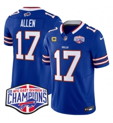 Men Buffalo Bills 17 Josh Allen Royal F U S E  2024 AFC East Division Champions With 4 Star C Ptach Vapor Limited Stitched Football Jersey