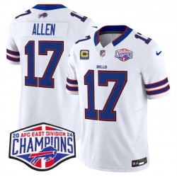 Men Buffalo Bills 17 Josh Allen White F U S E  2024 AFC East Division Champions With 4 Star C Ptach Vapor Limited Stitched Football Jersey