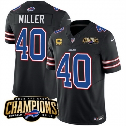 Men Buffalo Bills 40 Von Miller Black 2023 F U S E  AFC East Champions With 4 Star C Ptach Stitched Football Jersey