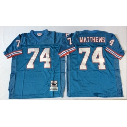 Men Oilers 74 Bruce Matthews Blue M&N Throwback Jersey