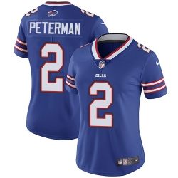 Nike Bills #2 Nathan Peterman Royal Blue Team Color Womens Stitched NFL Vapor Untouchable Limited Jersey