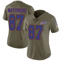 Nike Bills #87 Jordan Matthews Olive Womens Stitched NFL Limited 2017 Salute to Service Jersey