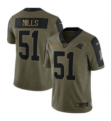 Men's Carolina Panthers Sam Mills Nike Olive 2021 Salute To Service Retired Player Limited Jersey