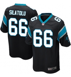 Nike Panthers #66 Amini Silatolu Black Team Color Mens Stitched NFL Elite Jersey