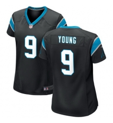 Women Carolina Panthers 9 Bryce Young Black 2023 Draft Stitched Game Jersey