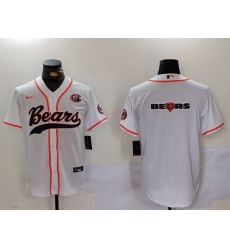 Men Chicago Bears White Team Big Logo With Patch Cool Base Stitched Baseball Jersey