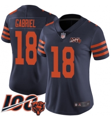 Women Chicago Bears 18 Taylor Gabriel Limited Navy Blue Rush Vapor Untouchable 100th Season Football Jersey