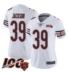 Women Chicago Bears 39 Eddie Jackson White Vapor Untouchable Limited Player 100th Season Football Jersey