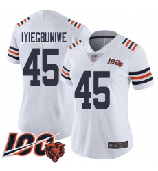 Women Chicago Bears 45 Joel Iyiegbuniwe White 100th Season Limited Football Jersey