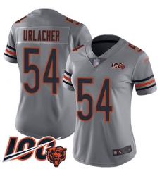 Women Chicago Bears 54 Brian Urlacher Limited Silver Inverted Legend 100th Season Football Jersey