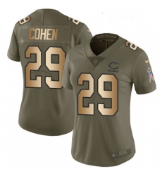 Womens Nike Chicago Bears 29 Tarik Cohen Limited OliveGold Salute to Service NFL Jersey