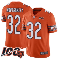 Youth Chicago Bears 32 David Montgomery Orange Alternate 100th Season Limited Football Jersey