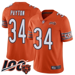 Youth Chicago Bears 34 Walter Payton Orange Alternate 100th Season Limited Football Jersey