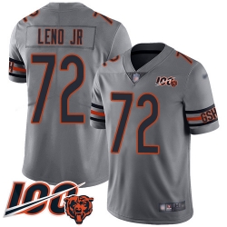 Youth Chicago Bears 72 Charles Leno Limited Silver Inverted Legend 100th Season Football Jersey