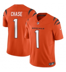 Men Cincinnati Bengals 1 Ja Marr Chase Orange 2023 F.U.S.E. Vapor Untouchable Limited Stitched Jersey