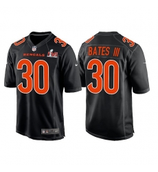 Men Cincinnati Bengals 30 Jessie Bates III 2022 Black Super Bowl LVI Game Stitched Jersey