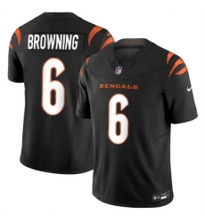 Men Cincinnati Bengals 6 Jake Browning Black 2023 F U S E  Vapor Untouchable Limited Stitched Jersey