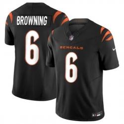 Men Cincinnati Bengals 6 Jake Browning Black 2023 F U S E  Vapor Untouchable Limited Stitched Jersey