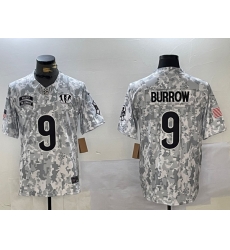 Men Cincinnati Bengals 9 Joe Burrow 2024 F U S E Arctic Camo Salute To Service Limited Stitched Football jerseys