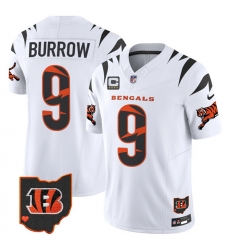 Men Cincinnati Bengals 9 Joe Burrow White F U S E  With 4 Star C Patch Special Vapor Untouchable Limited Stitched Football Jersey