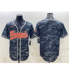 Men Cincinnati Bengals Blank Grey Camo With Patch Cool Base Stitched Baseball Jersey