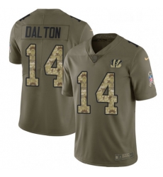 Mens Nike Cincinnati Bengals 14 Andy Dalton Limited OliveCamo 2017 Salute to Service NFL Jersey