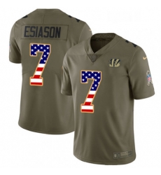 Mens Nike Cincinnati Bengals 7 Boomer Esiason Limited OliveUSA Flag 2017 Salute to Service NFL Jersey