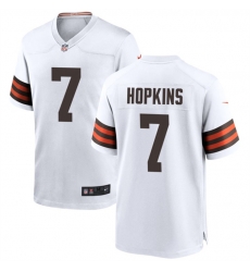 Men Cleveland Browns 7 Dustin Hopkins White Stitched Game Football Jersey