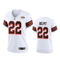 Women Cleveland Browns 22 Grant Delpit Nike 1946 Collection Alternate Game Limited NFL Jersey   White