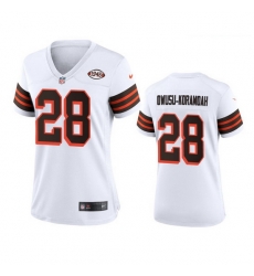 Women Cleveland Browns 28 Jeremiah Owusu Koramoah Nike 1946 Collection Alternate Game Limited NFL Jersey   White