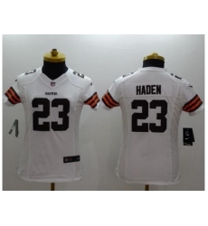 Women's Nike Cleveland Browns #23 Joe Haden White Stitched NFL Limited Jersey