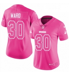 Womens Nike Cleveland Browns 30 Denzel Ward Limited Pink Rush Fashion NFL Jersey