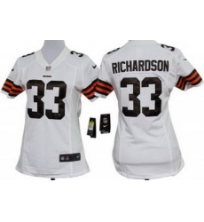 Women's Nike Cleveland Browns 33# Trent Richardson White Nike NFL Jerseys