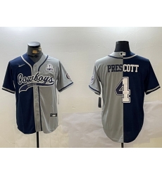 Men Dallas Cowboys 4 grey Team With Patch Cool Base Stitched Baseball Jersey 1