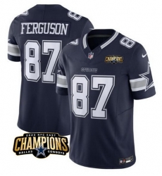 Men Dallas Cowboys 87 Jake Ferguson Navy 2023 F U S E  NFC East Champions Patch Stitched Football Jersey