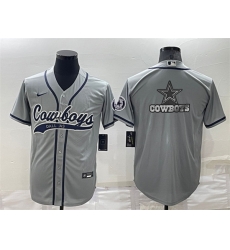 Men Dallas Cowboys Grey Team Big Logo With Patch Cool Base Stitched Baseb