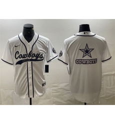 Men Dallas Cowboys White Team Big Logo With Patch Cool Base Stitched Baseball Jersey