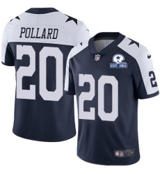 Nike Cowboys 20 Tony Pollard Navy Blue Thanksgiving Men Stitched With Established In 1960 Patch NFL Vapor Untouchable Limited Throwback Jersey