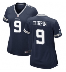 Women Dallas Cowboys 9 KaVontae Turpin Navy Stitched Football Jersey  Run Small