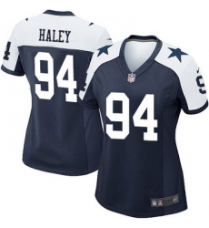 Women Dallas Cowboys #94 Charles Haley Navy Blue Thanksgiving Retired Player NFL Nike Game Jersey