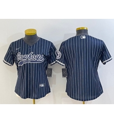 Women Dallas Cowboys Blank Navy With Patch Cool Base Stitched Baseball Jersey