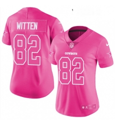 Womens Nike Dallas Cowboys 82 Jason Witten Limited Pink Rush Fashion NFL Jersey