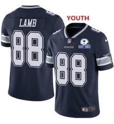 Youth Nike Cowboys 88 CeeDee Lamb Navy Blue Team Color With Established In 1960 Patch NFL Vapor Untouchable Limited Jersey