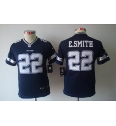 Youth Nike Dallas Cowboys 22# E.SMITH Blue Color Limited Jerseys