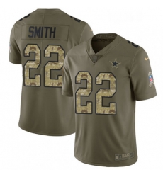 Youth Nike Dallas Cowboys 22 Emmitt Smith Limited OliveCamo 2017 Salute to Service NFL Jersey