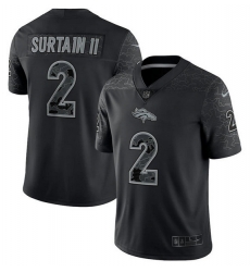 Men Denver Broncos 2 Patrick Surtain II Black Reflective Limited Stitched Football Jersey