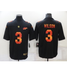 Men's Denver Denver Broncos #3 Russell Wilson Black Nike Red Orange Stripe Vapor Limited NFL Jersey